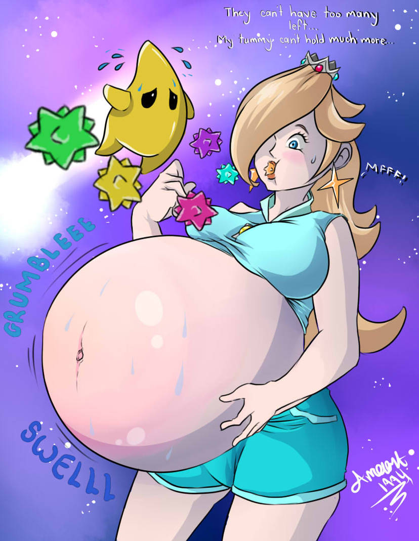 Anoart1994's tweet photo. Still one of my favorites~ Rosalina filling up on some bits. #belly_stuffing https://t.co/614r0P4fOS