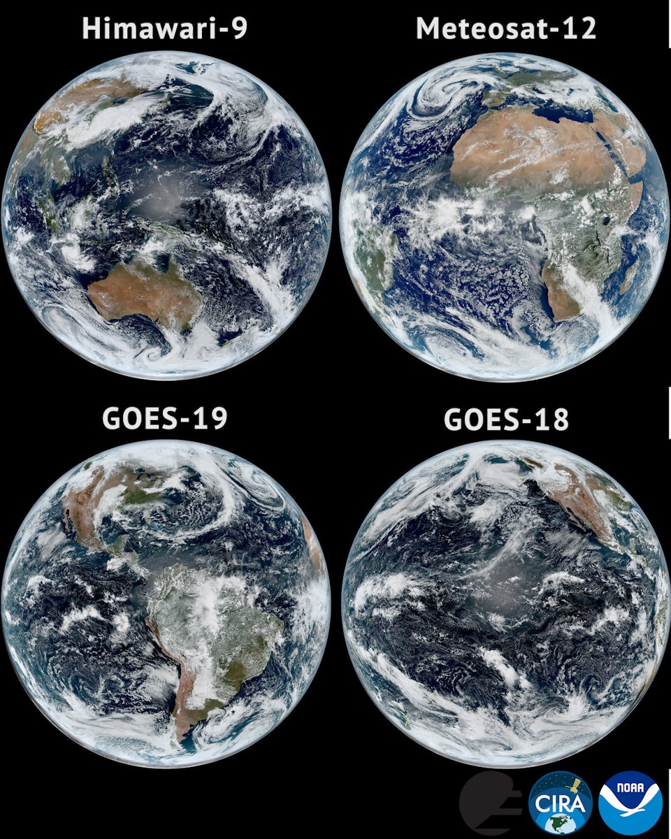 CIRA_CSU's tweet photo. Happy Earth Day from the geostationary weather satellites around the world! https://t.co/xHRiQLmFDG
