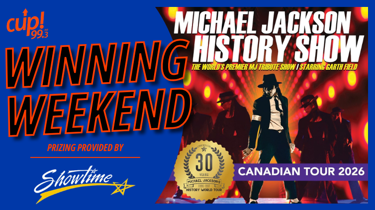 up993's tweet photo. It’s an up! 99.3 Winning Weekend!  

Colleen Troy will be picking names and calling winners on Sat, April 25 &amp; Sun, April 26 and gifting them with 2 Tickets to The Michael Jackson HIStory Show – returning to Edmonton’s Winspear Centre on Sunday, May 17, 2026! https://t.co/Wwaa0Mro7C