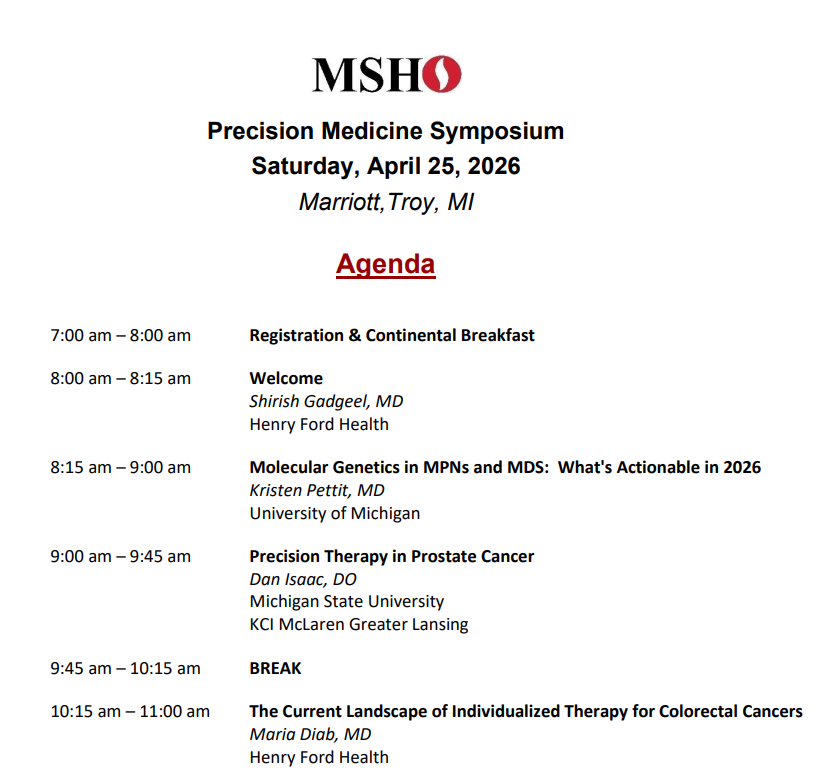 JessusMartexrv's tweet photo. Excited to participate in the upcoming annual MSHO Precision Medicine Symposium this Saturday.
https://t.co/umSwBSsKx8
@MariaDiab101 @ShirishGadgeel #MSHO https://t.co/S4hFhrYfs1