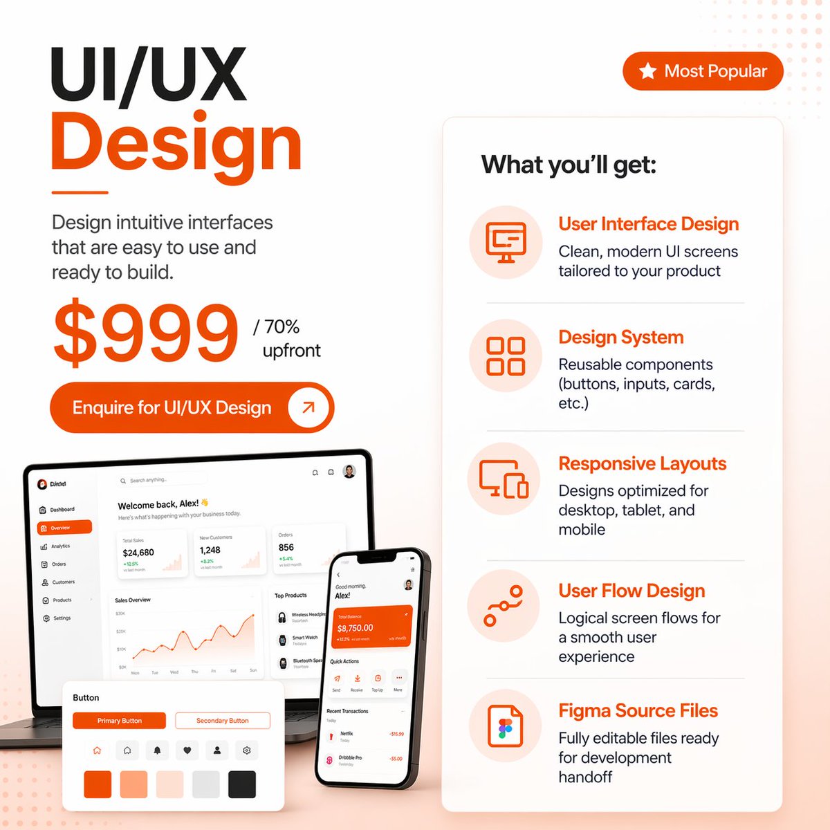 andiuiux's tweet image. Great #design isn’t just how it looks: it’s how it works.

#UI/UX design is what turns ideas into seamless, #intuitive #experiences your users actually #enjoy.

From clean #interfaces to #smart #user flows, every detail is crafted to #improve #usability and drive results.