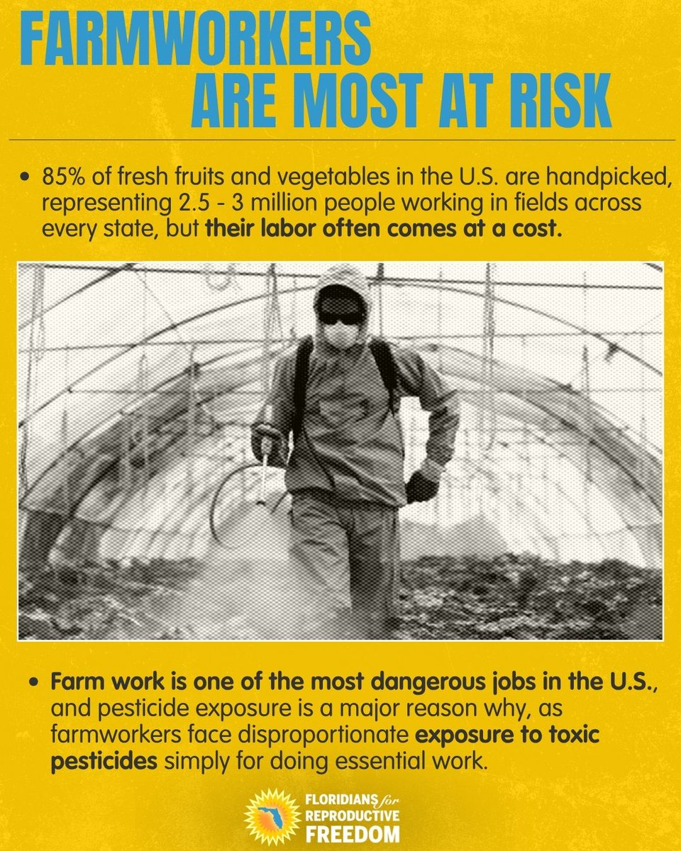 FLReproFreedom's tweet photo. Up to 3 million farmworkers who handpick the produce our families eat face toxic exposure from chemicals the Trump Administration approved. Feeding the country should not jeopardize the health and futures of those just doing their jobs. https://t.co/JtbEciWRyd
