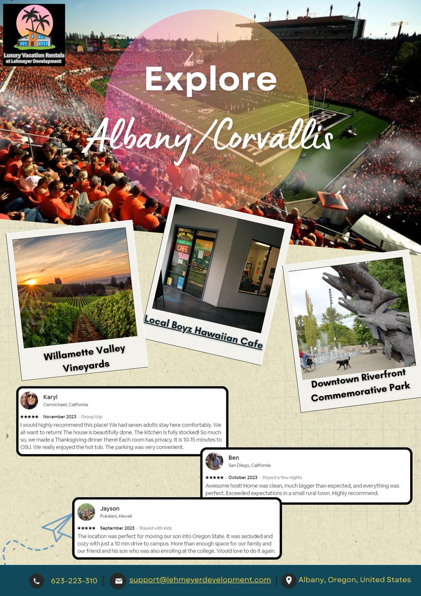 Lehmeyer_Dev's tweet image. Game days, wine country, and local gems, Corvallis has it all. 🏈🍇 Stay close to everything while enjoying comfort and space to relax. 🏡✨

 #CorvallisOregon #VacationRental #ExploreOregon #GameDayStay