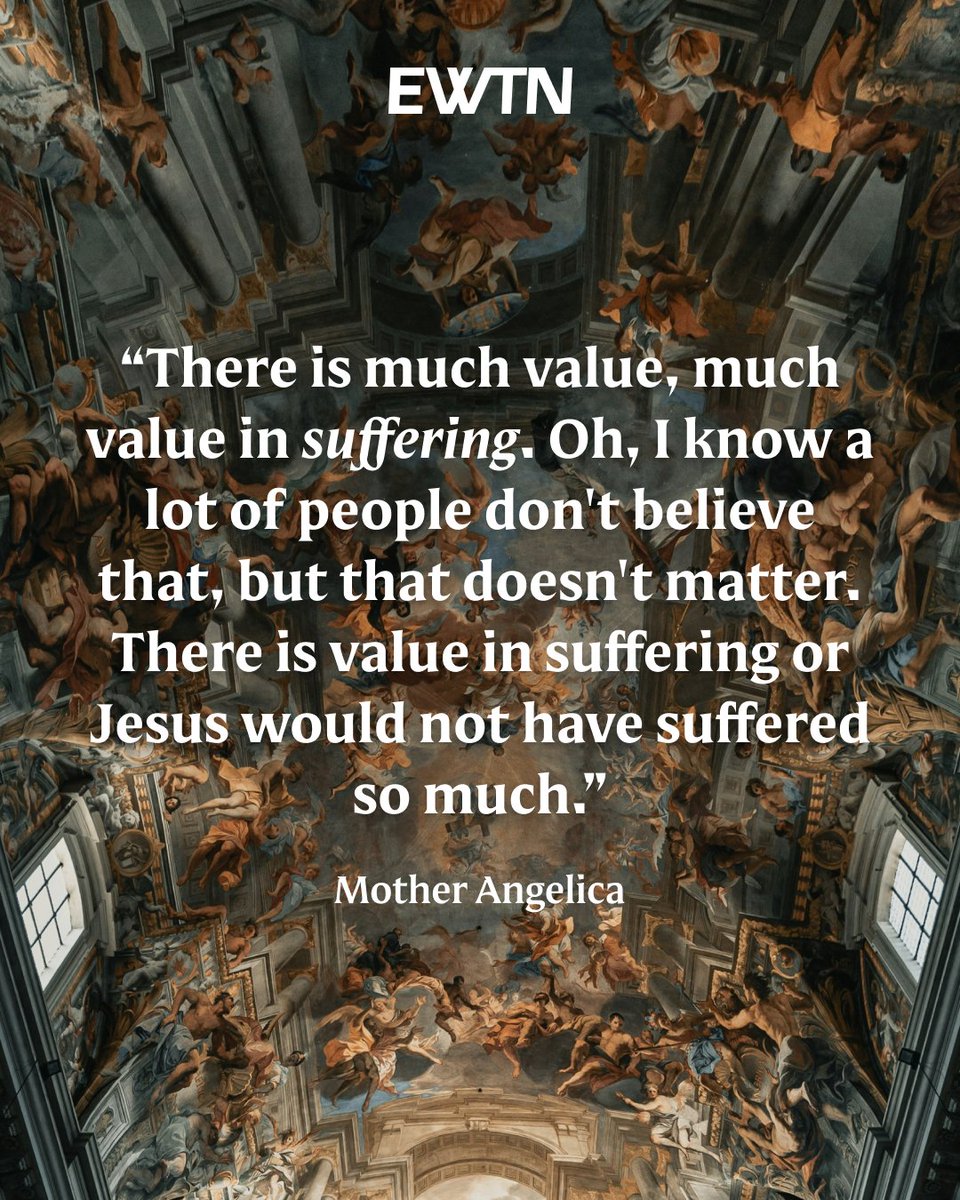 EWTN's tweet image. Mother Angelica on the power of suffering. 🥹❤️‍🩹

How can the EWTN family pray for you this week?

#Catholic