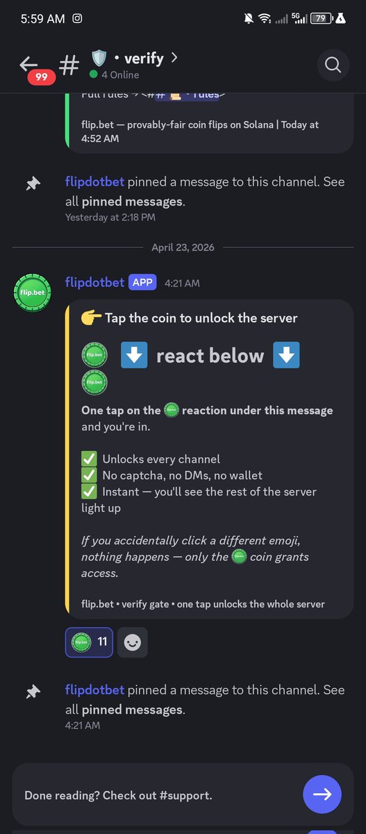 ItsTheJedi's tweet photo. @Bulls_Crypt0 @flipdotbet The fairest coin flip on #Solana using #switchboard @flipdotbet
Followed and joined tg and discord! ✅
tg: itsthejedi
dc: itsthejedii https://t.co/wduGzmOFlL