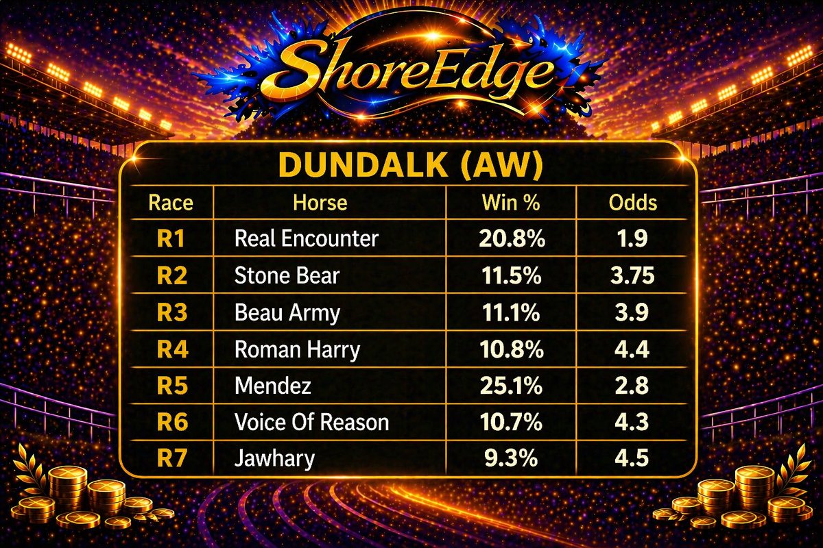 ShoreBets_'s tweet image. ShoreEdge Thursday Selections 👇
Total P&amp;amp;L +338.6U ✅
1481 Bets | 23.9% ROI 
Lots of racing here some great potential in the day 💪
Short term variance, long term edge remains 🔥
Good high odds here for the win% 🤞
Best of luck with you picks 
Ready for 350U 👌
Let's go 💰