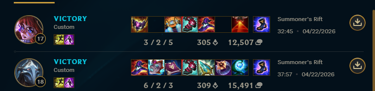 PhyMiniLol's tweet photo. 2-0 vs SN. Game one was a little scary, but we ended up pulling through. Might be time to expand the champ pool https://t.co/FaF8Eicgfi