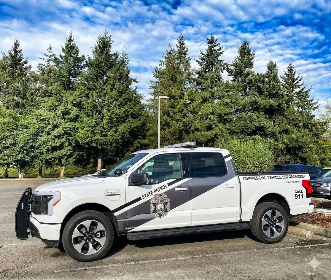 Nunes's tweet photo. @wastatepatrol Do you guys have any 100% EV's? 

Ford Lightning for Commercial Enforcement perhaps? 😉 https://t.co/446BEfib7k