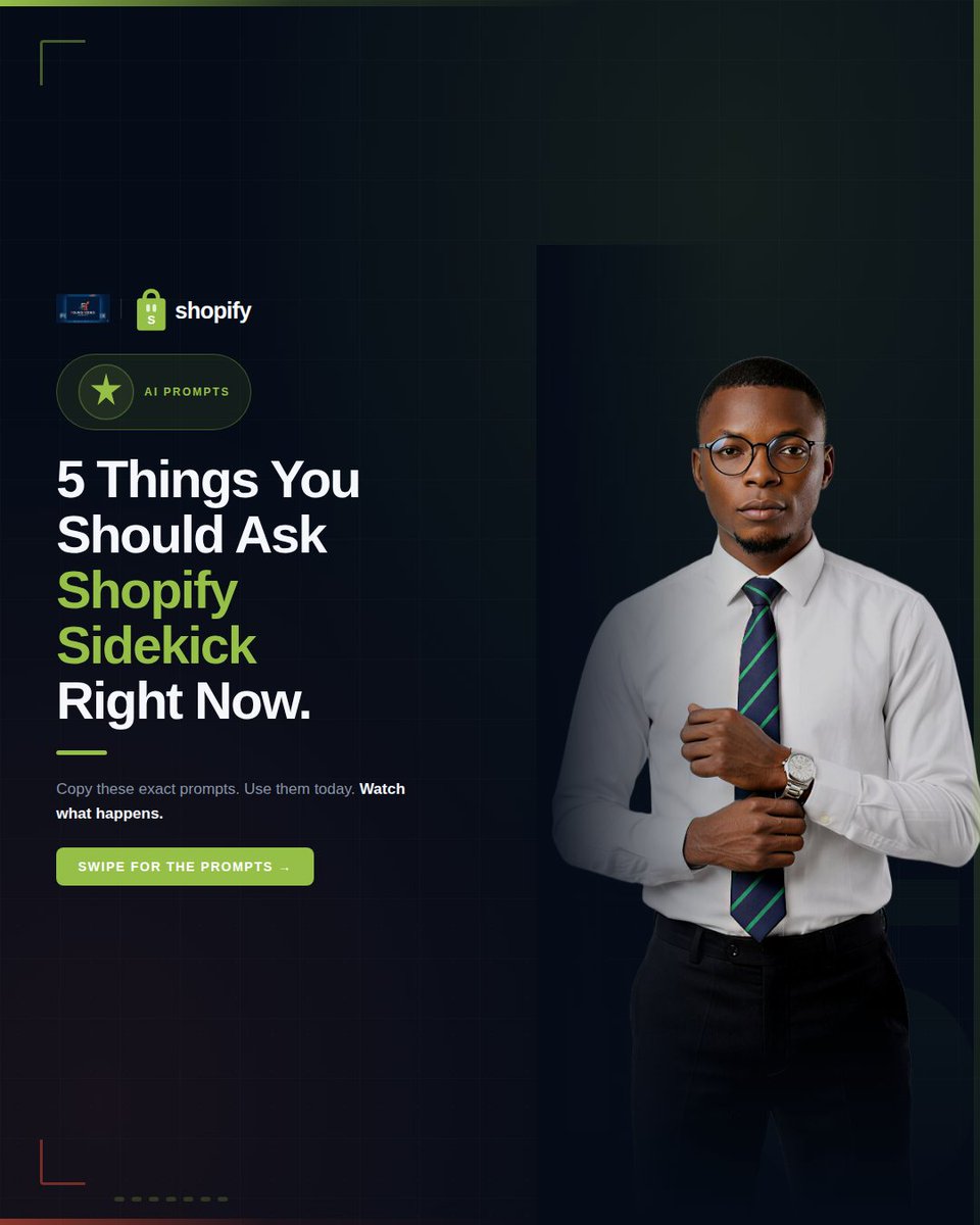foundagenix's tweet image. Shopify Sidekick already sees your traffic, products, &amp;amp; conversions. Ask d right question &amp;amp; increase your conversion. Wrong questions = wasted insight

Need conversion? Dm for free Audit
Comment “PROMPT” &amp;amp; I’ll send it over

#ecommerce #shopifyai #dropshipping #foundagenixagency