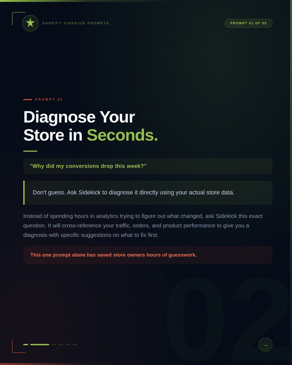 foundagenix's tweet image. Shopify Sidekick already sees your traffic, products, &amp;amp; conversions. Ask d right question &amp;amp; increase your conversion. Wrong questions = wasted insight

Need conversion? Dm for free Audit
Comment “PROMPT” &amp;amp; I’ll send it over

#ecommerce #shopifyai #dropshipping #foundagenixagency
