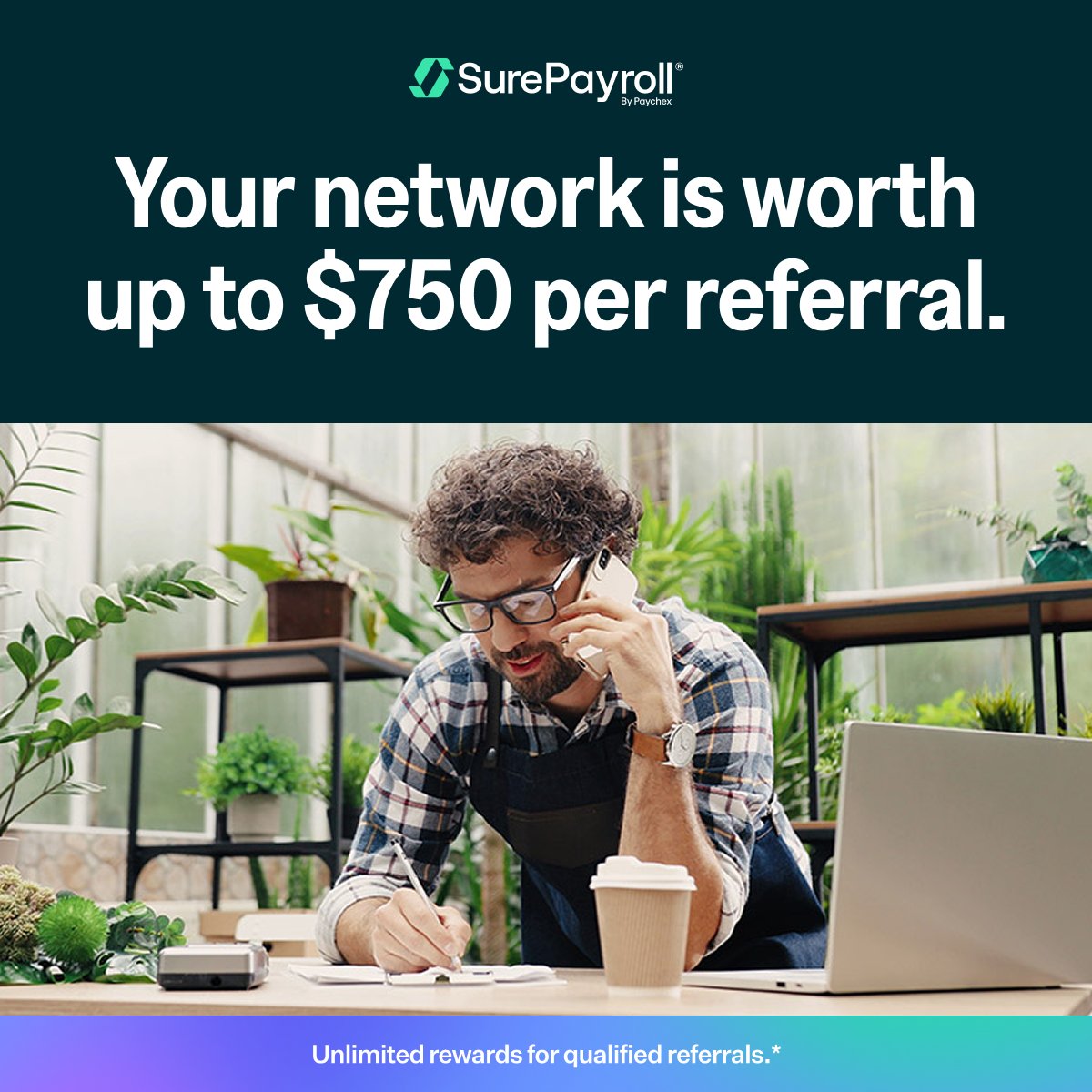 SurePayroll's tweet photo. It’s easy to earn referral rewards from SurePayroll. 
 
You get up to $750 for every new qualified referral who signs up using your link by 5/31 and runs payroll.* 
 
The more you refer, the more you can collect. 
 
Start today: https://t.co/CvAOESvOtY 
*Terms apply https://t.co/Y5kmz7GpGP