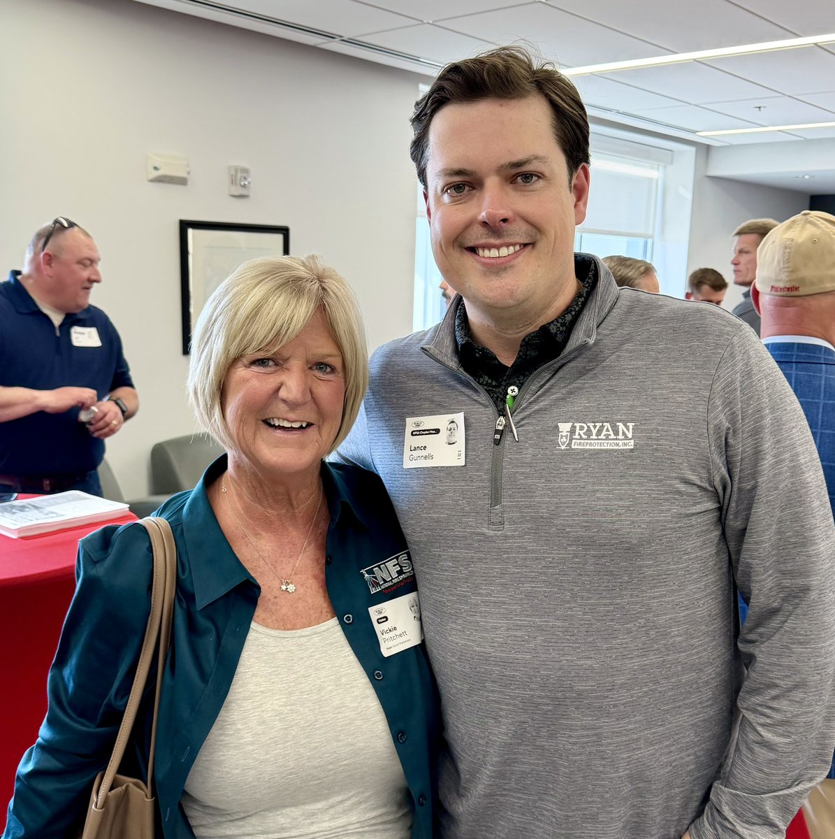 NFSAorg's tweet photo. Great to see former NFSA teammate @LanceGunnells at an NFSA Chapter meeting! Lance is now with NFSA member @RyanFireProtect! Keepin’ it in the #firesprinkler family! @vickiep4 https://t.co/2tDk0IevSb