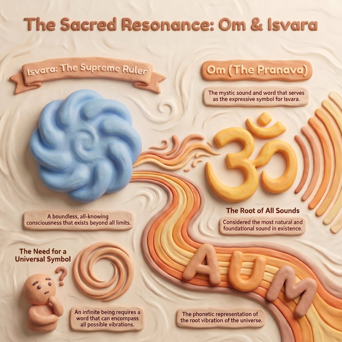 ankitgujrati27's tweet image. Patañjali’s 27th Sutra: Tasya vācakaḥ praṇavaḥ—"The word expressive of Īśvara is the mystic sound OM."

Because the Supreme Ruler is infinite, His symbol encompasses all limitless vibrations. Om perfectly expresses this boundless consciousness. 

#YogaSutras #Yoga #Mindfulness