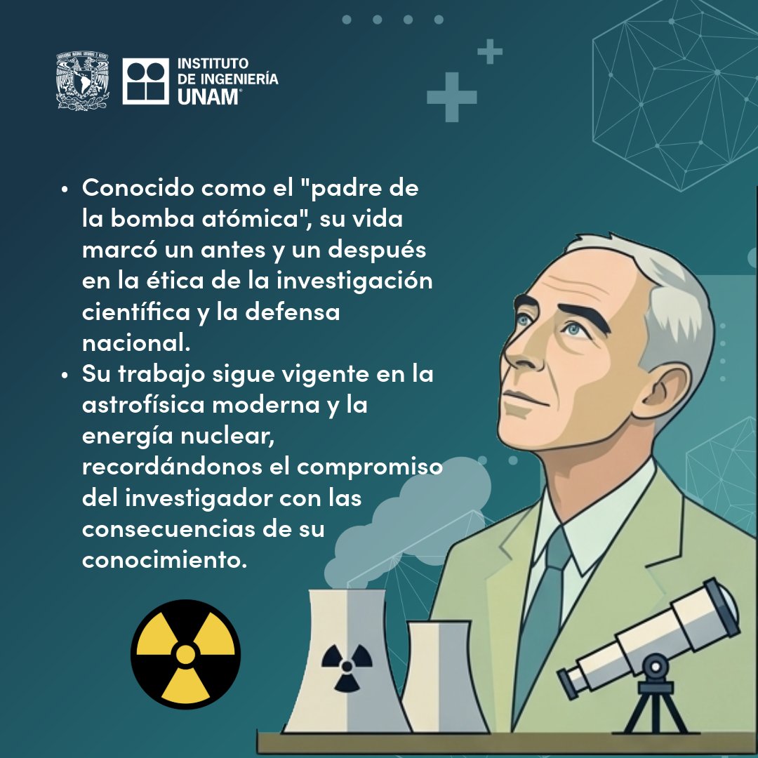 IIUNAM's tweet image. En el natalicio de J. Robert Oppenheimer, recordamos que la ciencia no es neutral: su impacto depende de cómo se utiliza.
#Ciencia #Historia #Ingeniería