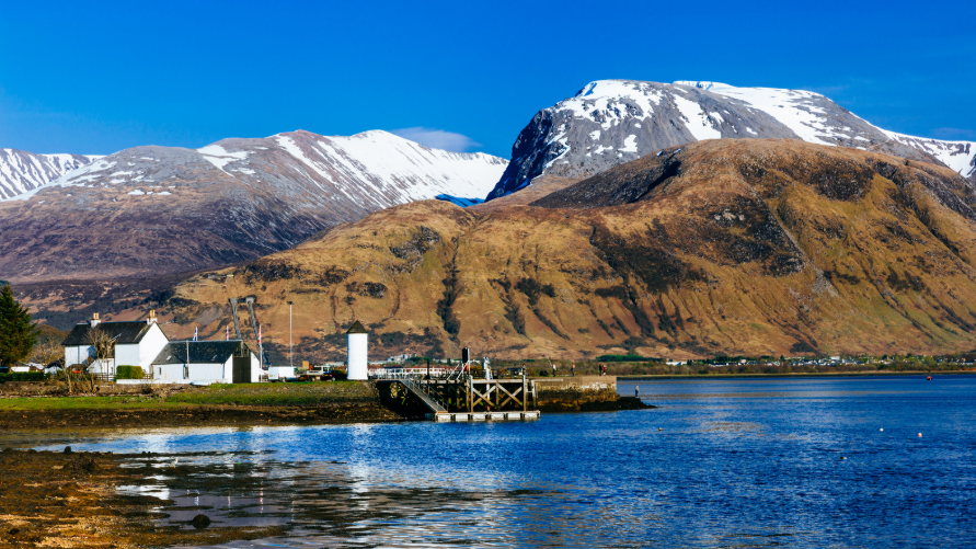 Ben Nevis rises 4,413 feet above the Scottish Highlands, the highest mountain in the UK and a rite of passage for hikers.