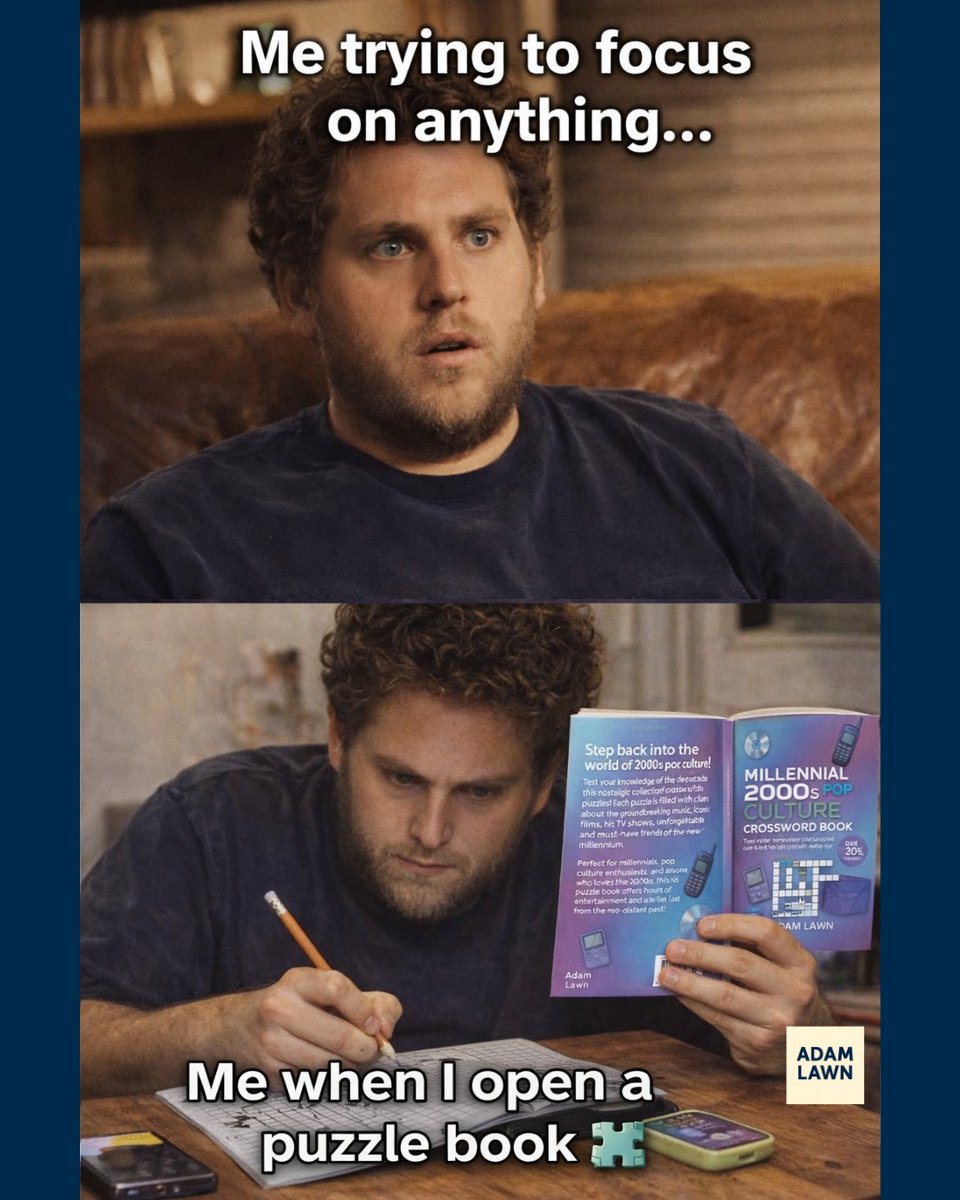adamlawnbooks's tweet image. Somehow this works every time 😅

#Relatable #BrainFog #Focus #PuzzleLife #DailyStruggles