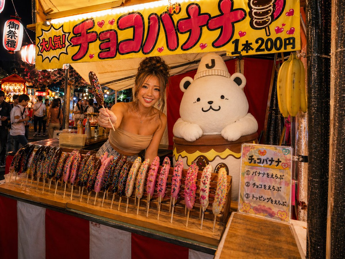 FlavorKitchen's tweet image. 屋台のチョコバナナはギャルっぽいお姉さんに売っててほしいと思うのは私だけで。。おっと。。。#ジョーinリキッド新作 「チョコバナナ」5月発売ですっ！
　
#VAPE #flavorkitchen #シーシャ #フレーバーキッチン #フレキチ #フレキチェ #vape好きな人と繋がりたい