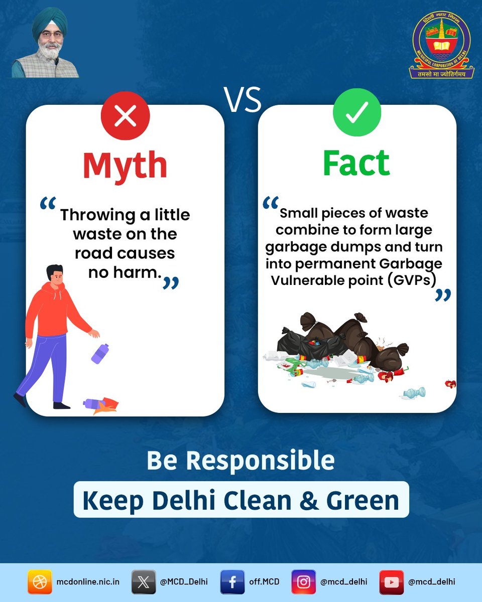 MCD_Delhi's tweet image. Every small act matters

Don’t litter today and create garbage dumps tomorrow. Be responsible and help us Keep Delhi Clean &amp;amp; Green.

@LokNiwasDelhi @gupta_rekha @CMODelhi
@RajaiqbalSingh3

#Mcd #Mcdcares #SwachhDelhi #CleanDelhi #GreenDelhi