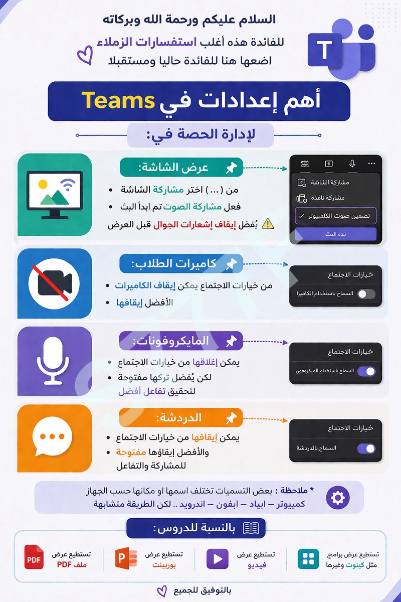S777f's tweet photo. أهم النقاط في #التيمز #teams 
لتجعل اللقاء مميز وتركز على دورك بشكل فعال 
#منصة_مدرستي 
#تعليق_الدراسة #الرياض #المدينة_المنورة #مكة 
وفق الله الجميع 
وبارك لنا فيما أمطارنا وما أعطانا
وحفظ بلادنا وولاة أمرنا https://t.co/JJlWWrkXPc