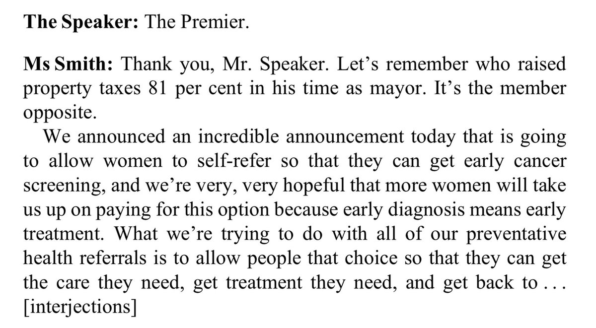 TheBreakdownAB's tweet image. Hansard, the official record of what is said in the legislature confirms...

Danielle Smith said:

"we’re very, very hopeful that more women will take us up on paying for this option because early diagnosis means early treatment."

#abpoli #ableg #cdnpoli