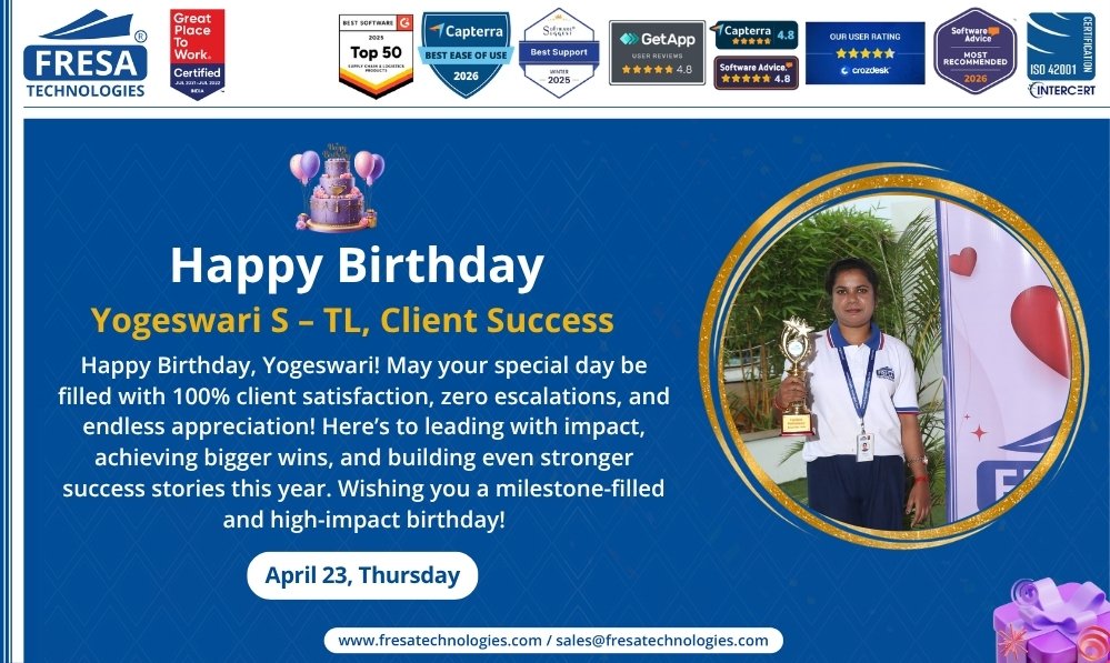 fresatechnology's tweet image. 🎈🎉Happy Birthday, Yogeswari! 

Unlock actionable insights now! Schedule your demo today!
calendly.com/fresatechnolog…

📧 sales@fresatechnologies.com
📲 +91 93449 12004

Follow our youtube channel for lastest updates: youtube.com/@Fresatechnolo…

#EmployeeBirthday #TeamCelebration