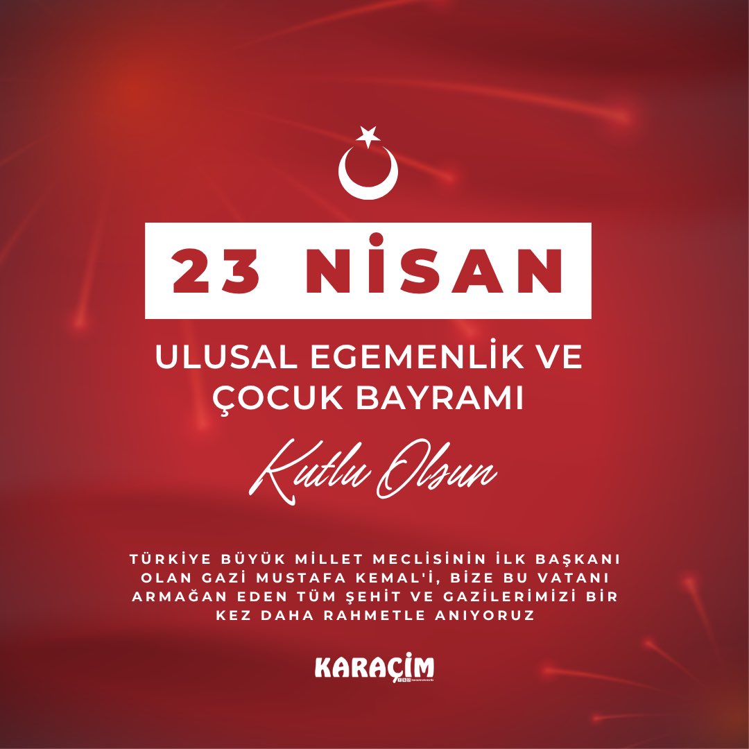 23 Nisan Ulusal Egemenlik ve Çocuk Bayramı kutlu olsun 🇹🇷
Geleceğimizin teminatı çocuklarımızın yüzü her zaman gülsün.
Karaçim Otomotiv