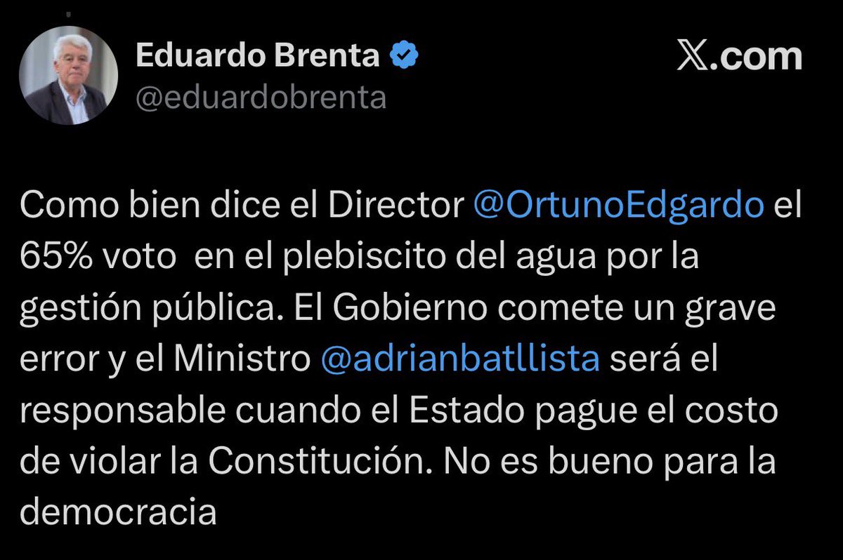 <a href="/Subrayado/">Subrayado</a> No resiste archivo el inepto de Brenta...Después te hablan de Democracia...Está gente no respeta el voto popular si no les conviene,ya lo han demostrado.... Asco dan