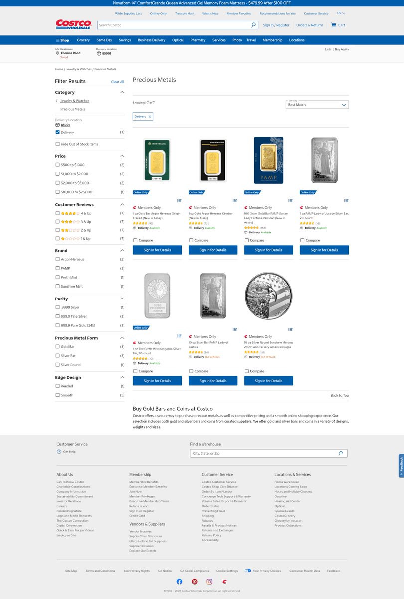 Costco Precious Metals Alerts tweet media
