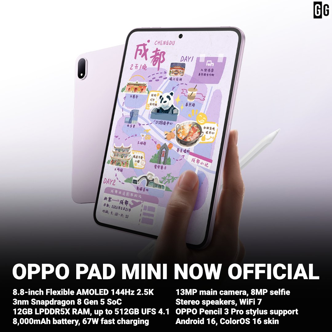 GIZGUIDEPH's tweet photo. Promising small tablet
Read here: https://t.co/XOoiuQvtl2
#GIZGUIDEPH #OPPO #OPPOPadMini https://t.co/uJkVwQqn2c