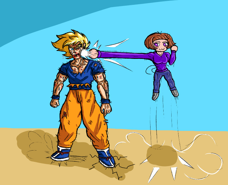 ZephiCo's tweet image. Inko showing off her ability to manipulate her body like she's made of rubber against Goku #dragonball #oc #art #smallartist #goku
