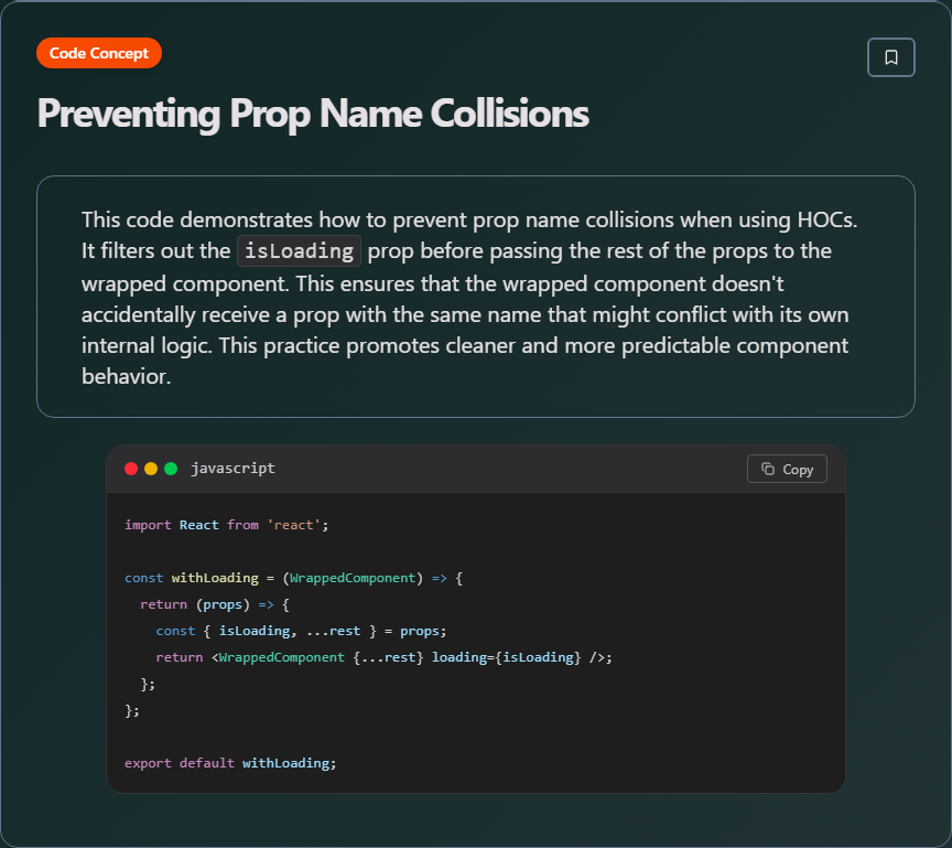 techielearnapp's tweet image. ✨ Preventing Prop Name Collisions (React Development)

#ReactJS #Frontend #WebDev #React #100DaysOfCode #DevLife