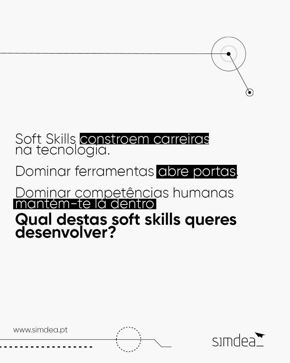 A tecnologia evolui todos os dias ⚡

E os profissionais que se destacam dominam mais do que ferramentas.

Soft skills como comunicação, colaboração e adaptabilidade fazem toda a diferença nos resultados. 🤝

👉 Qual delas estás a desenvolver hoje?