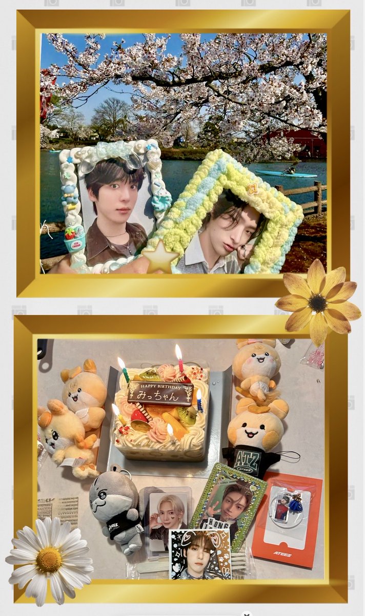 アラフィフまた1つ歳とりました☺️ケーキとっても嬉しかった✨突然のサプライズでぬいもトレカも用意してなくてお友達のHongyoと一緒に幸せな時間🧡出会ってくれて本当ありがとう😘