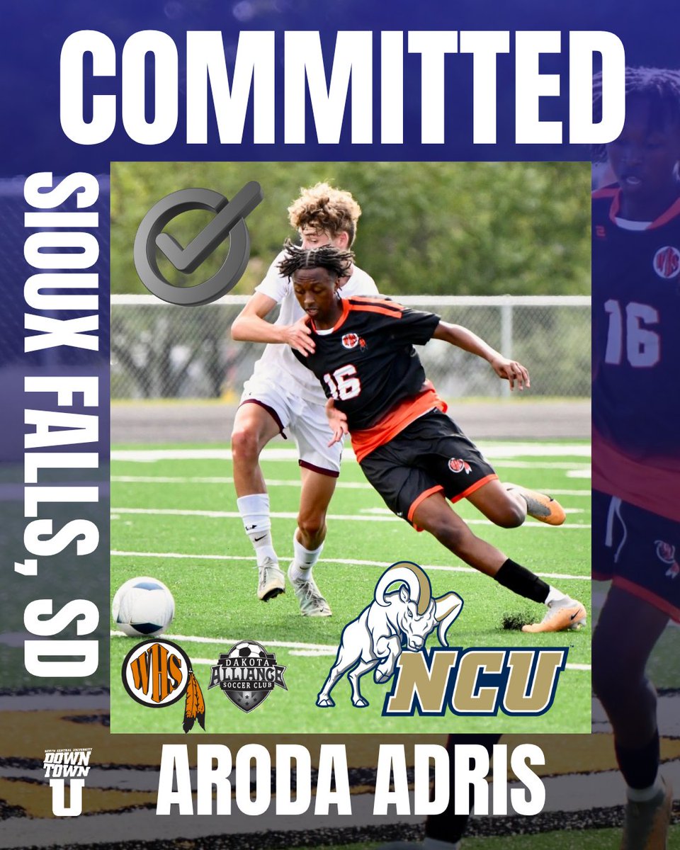 ncumsoc's tweet photo. Ready for the next one?🌟All aboard for Aroda! The @Dakota_Alliance product is bringing his electric⚡️play to the @NorthCentral_MN Ram Fam this fall. 'We're thrilled to add another talent out of South Dakota. Aroda will score goals in the @umacathletics.' - @ncurams Coach Bleyer https://t.co/1Xn5DDIzTk