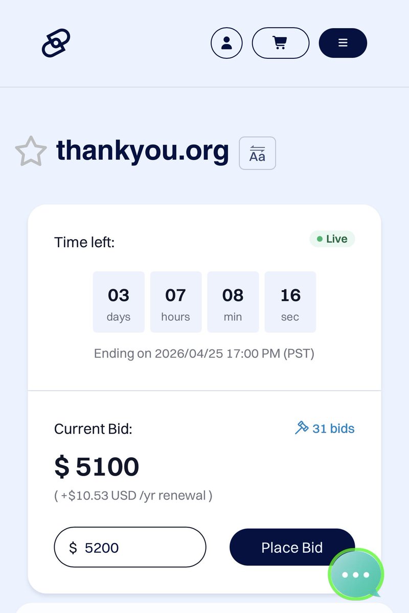 branddrip's tweet image. Nice name in the trusted .org extension!

What can be the final retail price, after the high wholesale price? 

3 days left on the auction…

#domainnames 
#names