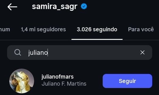 BoninhoComenta's tweet photo. 🚨UNFOLLOW! Juliano e Samira deixaram de se seguir no Instagram! #BBB26 https://t.co/ITNU0Kccyx