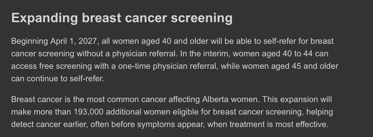 TheBreakdownAB's tweet image. Today the UCP announced that they're expanding access to mammograms to help prevent cancer.

What's the fine print?

That expansion is via self referral through the private for profit two tier healthcare system they're building. 

#abpoli #ableg #cdnpoli