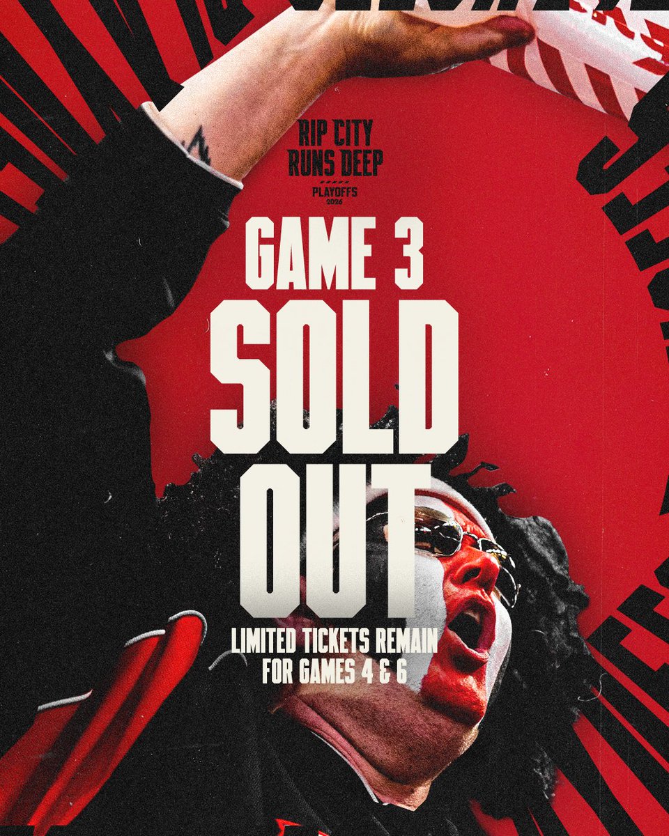 trailblazers's tweet image. Game 3 seats are sold out! Rip City, we can't wait to see you.

A limited number of standing room tickets just dropped for Game 3. Seats for Games 4 and 6 are going fast. Be a part of it.

trailblazers.com/tickets