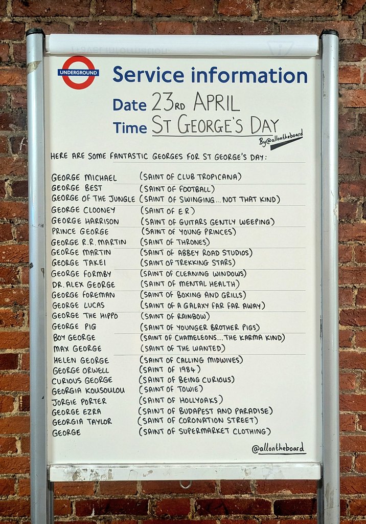 Happy St. George’s Day.
To celebrate we are giving a shout out to all of the good Georges (and the many variations of the name) all over the world. 

#StGeorgesDay #StGeorge #George