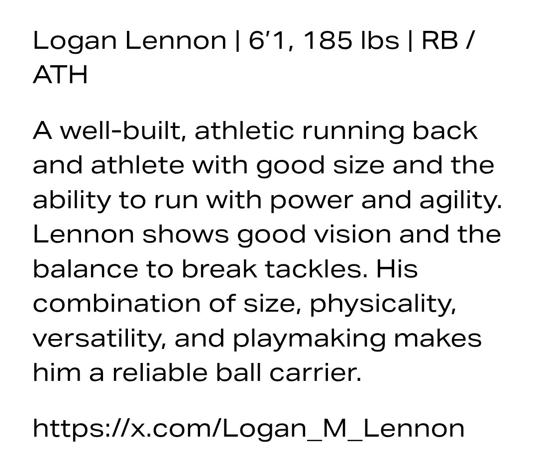 Logan_M_Lennon's tweet photo. Honored to be featured by @LT2FBA Just getting started.
6’1 185lbs RB | 2028
🎥 https://t.co/mIld3aB9lI

@LoganTillman @SequoitFootball 
@PrepRedzoneIL @PrepRedzone @EDGYTIM @CoachBigPete @deepdishfb https://t.co/ZoPPiXPaqm