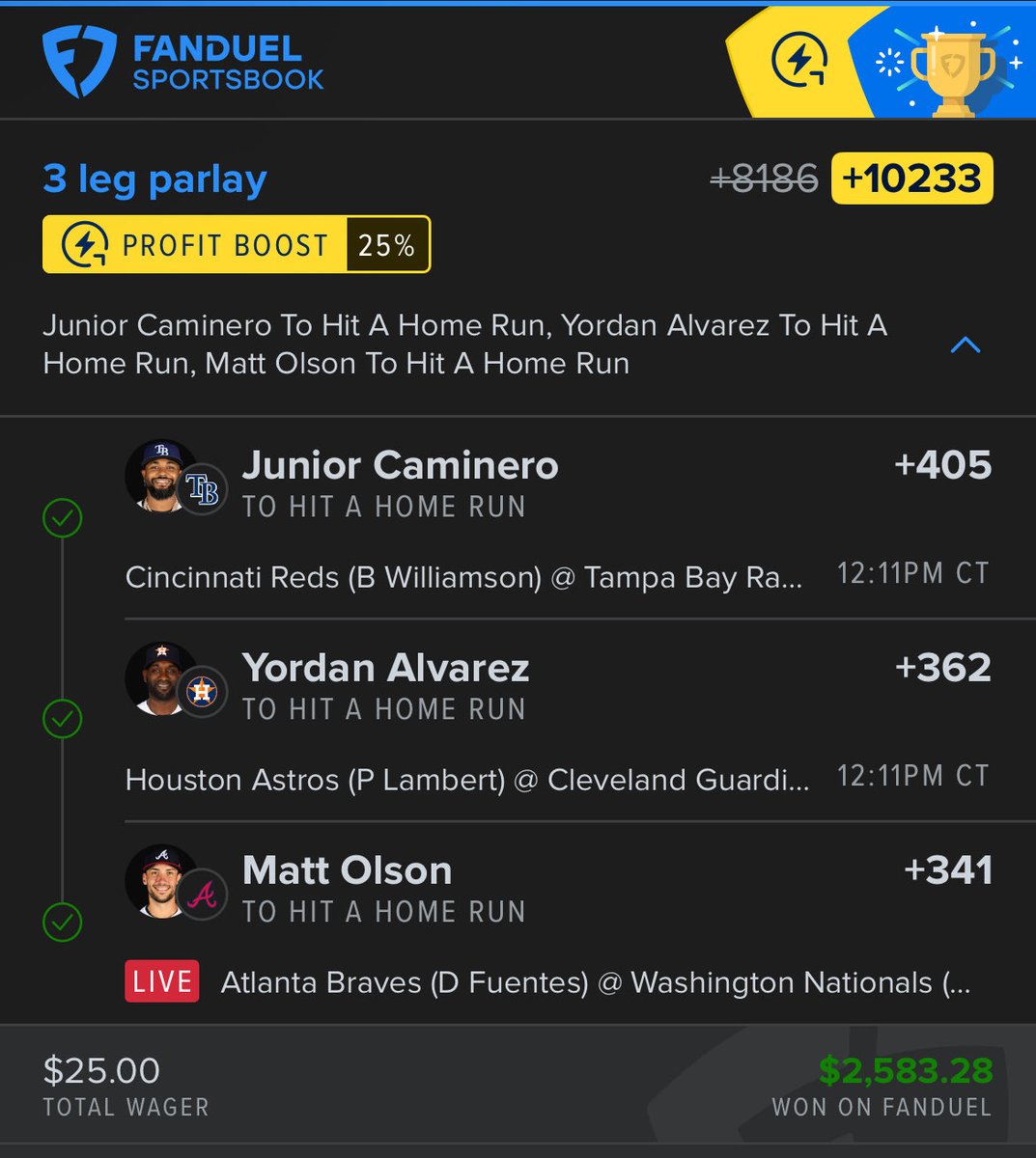 TroubleBets's tweet image. Ain’t she pretty?🤩

40K people saw this banger!

Use a fraction of your winnings to join the patreon if you tailed &amp;amp; let’s multiply it even more!💹

#GamblingX #MLB #Parlay #Fanduel