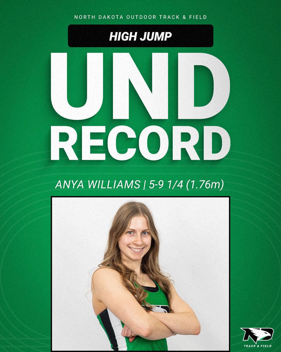 UNDtrackfieldXC's tweet image. THREE school records in THREE STRAIGHT weeks😤

Domination continues for Anya Williams as she clears a bar of 5-9 1/4 (1.76m) to finish second in the high jump at the Gary Wilson Invitational!

#UNDproud | #LGH