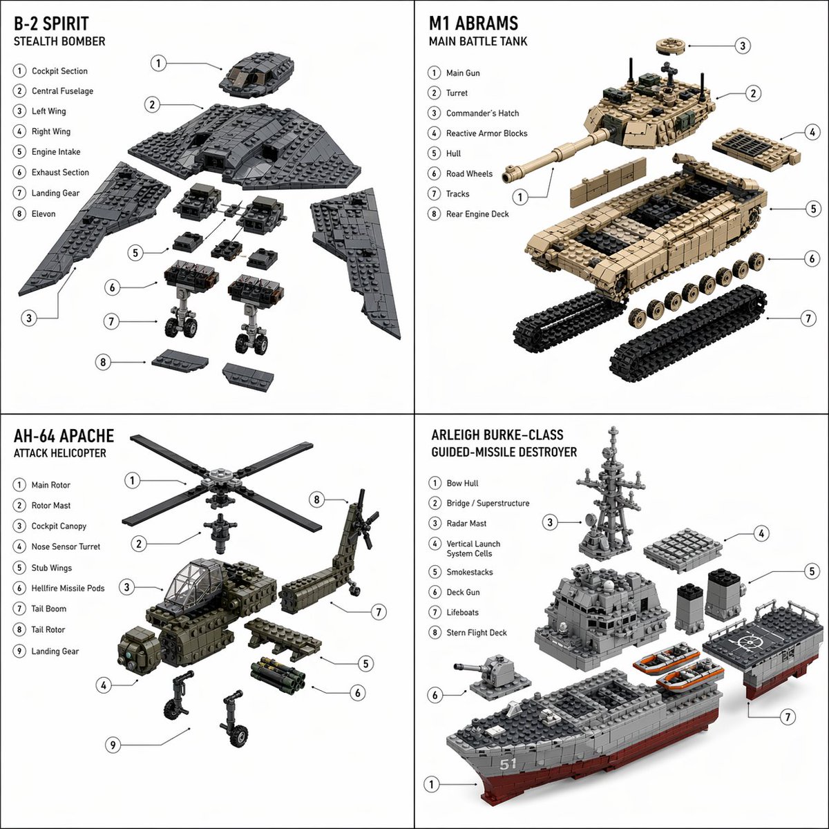 LEGO Breakdown of War Machines in Isometric Style - PromptGather image 1