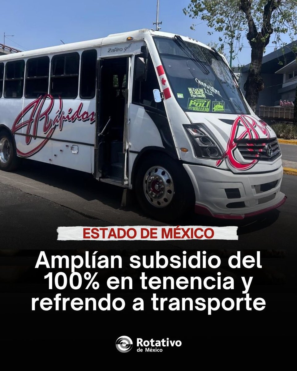 rotativodemex's tweet image. Edoméx amplía hasta el 18 de diciembre de 2026 el subsidio del 100% en tenencia y refrendo para transporte público. El objetivo es apoyar a concesionarios y avanzar en la regularización del sector. #Edomex #TransportePúblico #Movilidad
