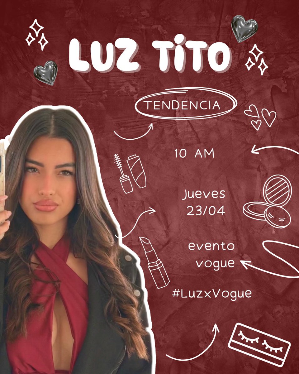 LuzData2's tweet photo. ✨ TENEMOS TENDENCIA ✨

Luz mañana asistirá a su primer evento siendo parte del squad de Vogue, solo nos adelanto que van a ser muchas horas. Estamos muy ansiosxxxs 😜

Por eso decimos acompañarla desde acá 
Los esperamos a todxs 10 AM con  #LuzxVogue 💋

#LuzTito https://t.co/Zv8pMKLH6C