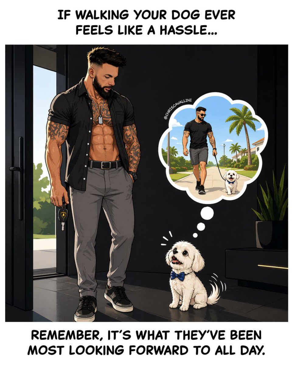If walking your dog feels like a hassle…

Remember this:

It’s the highlight of their entire day.

While you’re distracted…

Thinking about everything else…

They’re just waiting.

For you.

Stop rushing it.

Be present.

Because to them…

It’s everything.