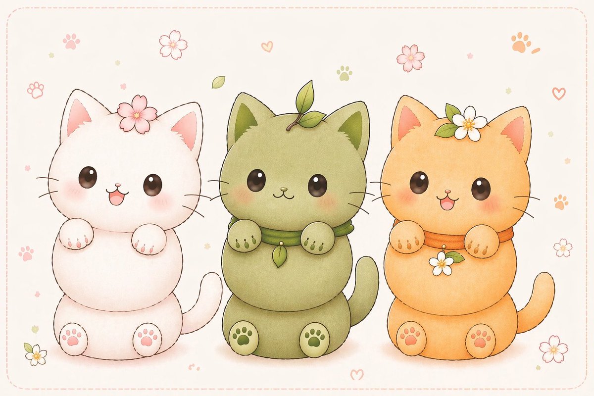 inunultuko's tweet photo. 「あなたの応援隊」

白玉ぬこたちがあなたのまえにやってきました。
みんな、がんばっているあなたをおうえんしているみたい。
白玉ぬこたちのためにも、がんばりすぎないで、じぶんにやさしくしてあげてね。

#白玉ぬこ 
#抹茶ぬこ
#蜜柑ぬこ
#猫
#和 https://t.co/PRhec3ihTN