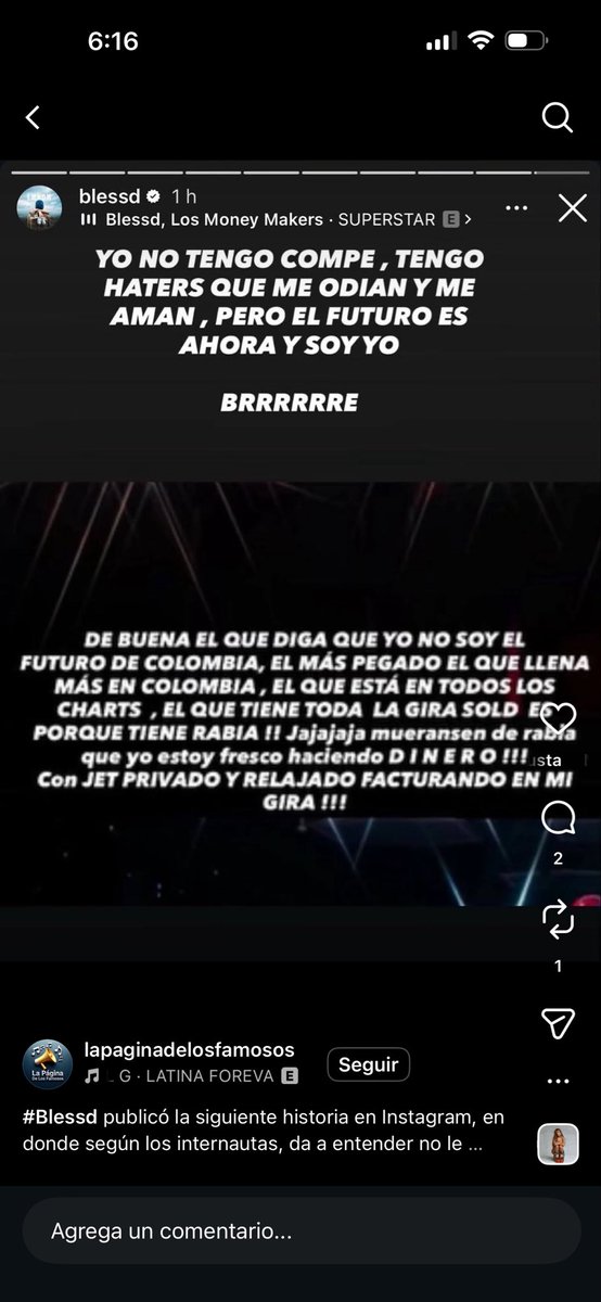 Yuber_l's tweet photo. Publicidad y publicidad de @BlessdOficial y tirando que es el más duro de Colombia? Balvin ni paga promo para vender. Otro anuel? https://t.co/iQCLDbNDqf