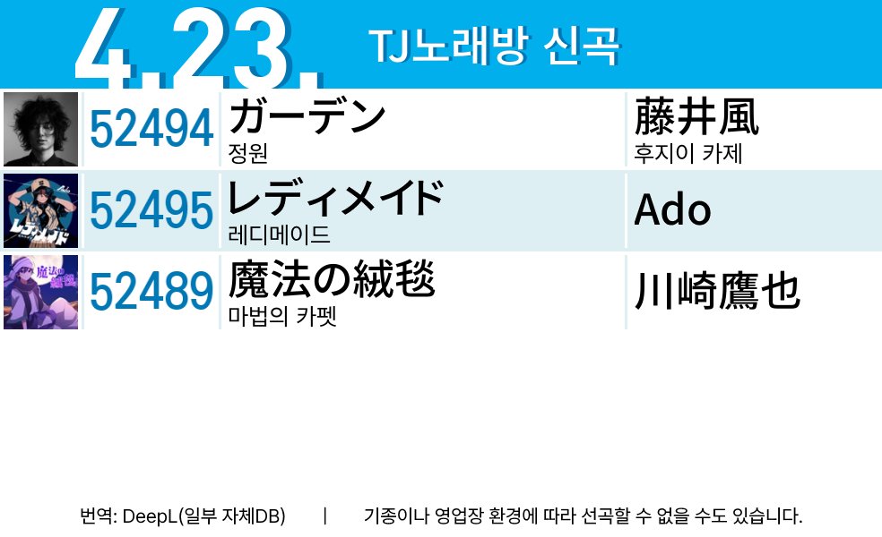 노래방 일본곡 신곡 봇 tweet media