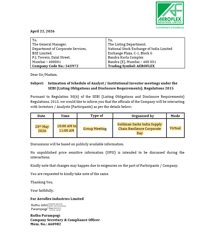 TMMFib618's tweet photo. Aeroflex Industries Ltd

Fill your bags before Goldman Sachs comes as an investor in May,2026.

The journey to 10X has just begun!!

DYOR!

#multibaggerstocks
#nse
#bse #nifty
#aeroflex
#aeroflexind
#AEROFLEX https://t.co/9jYhp2d55Q
